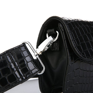 Crossbodybag met crocoprint zwart